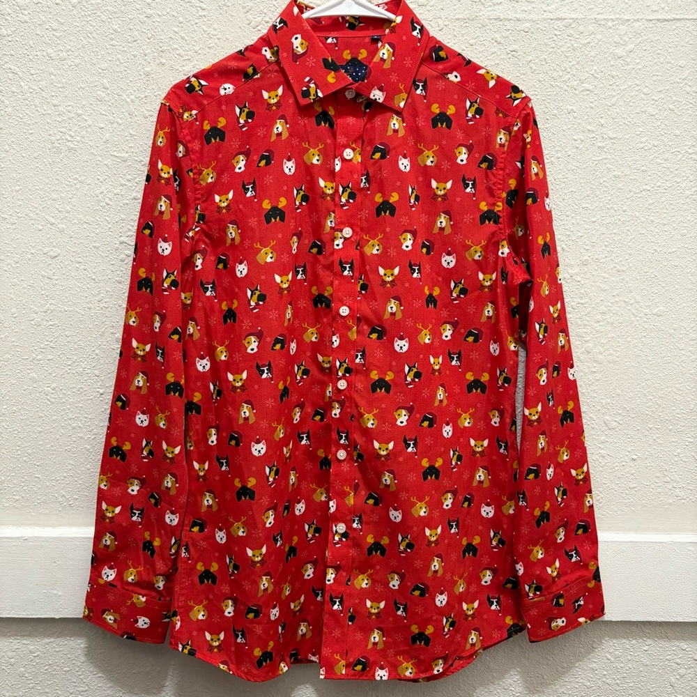 Simon Banks Dog Christmas Men's Button Down Shirt Small